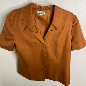 Shomi Silk Jacket, size 14, short sleeves,covered buttons